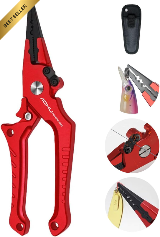 Upgrade Fishing Pliers with 9CR19 Molybdenum Vanadium Steel Blade,Lightweight Ho