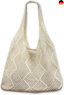 JSTHHTT Gehäkelter Strandtasche für Frauen, Retro Sommer Gewebte Tasche, Große K