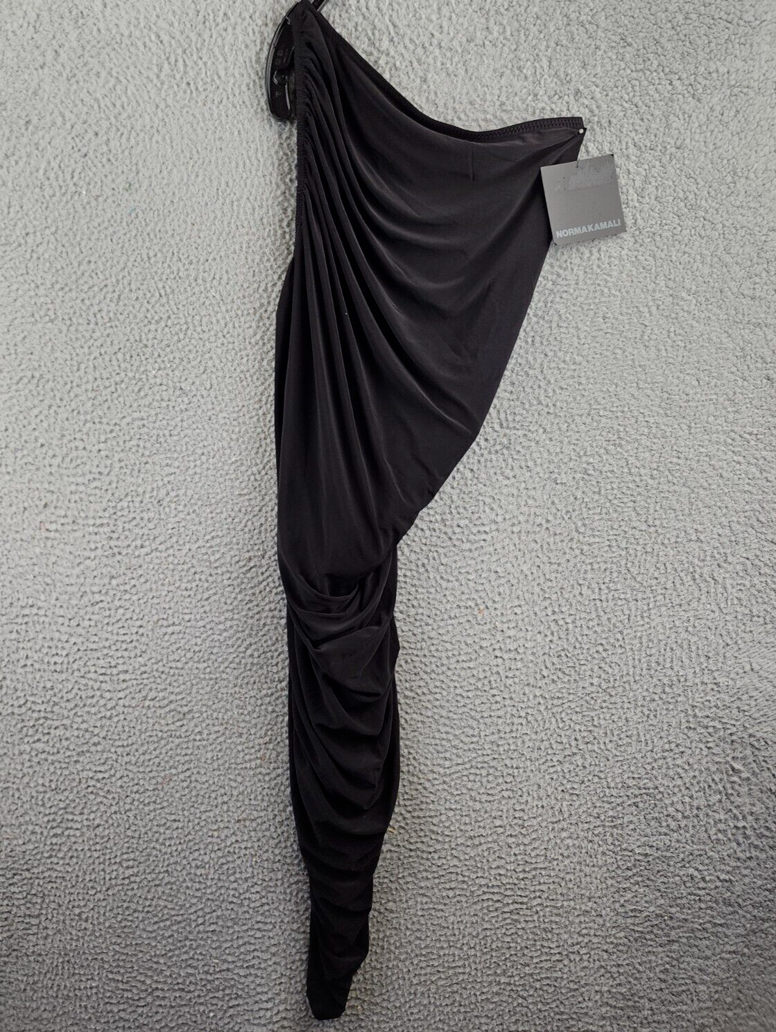 Norma Kamali Diana One Shoulder Mini Dress Womens M/38 Black Asymmetric Pullover - Picture 2 of 15