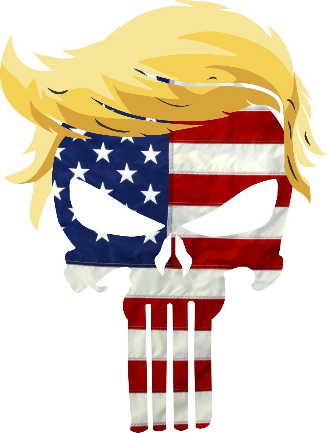 Trump Punisher Skull Sticker - USA Trump Skull Helmet or Window Decal
