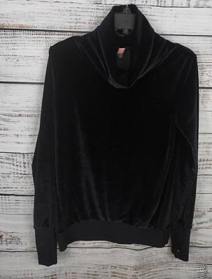 Maaji Black Velvet Activewear Medium Long Sleeve Workout Top Pullover Thumbhole