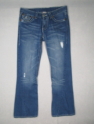 True Religion Jeans Womens 29 Blue Rainbow Joey Low Rise Flare 