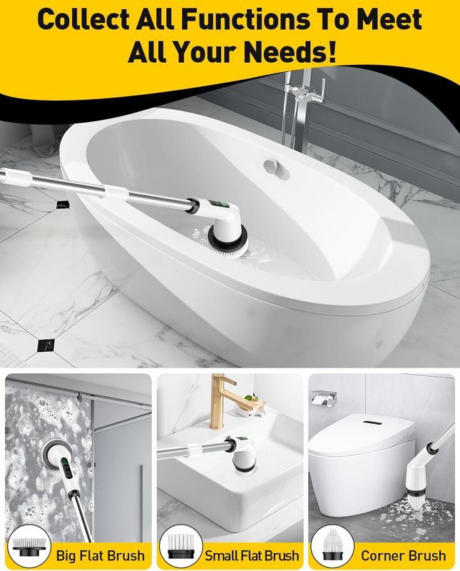 Electric Spin Scrubber for Cleaning Bathroom, Shower Scrubber Cordless Cleaning
