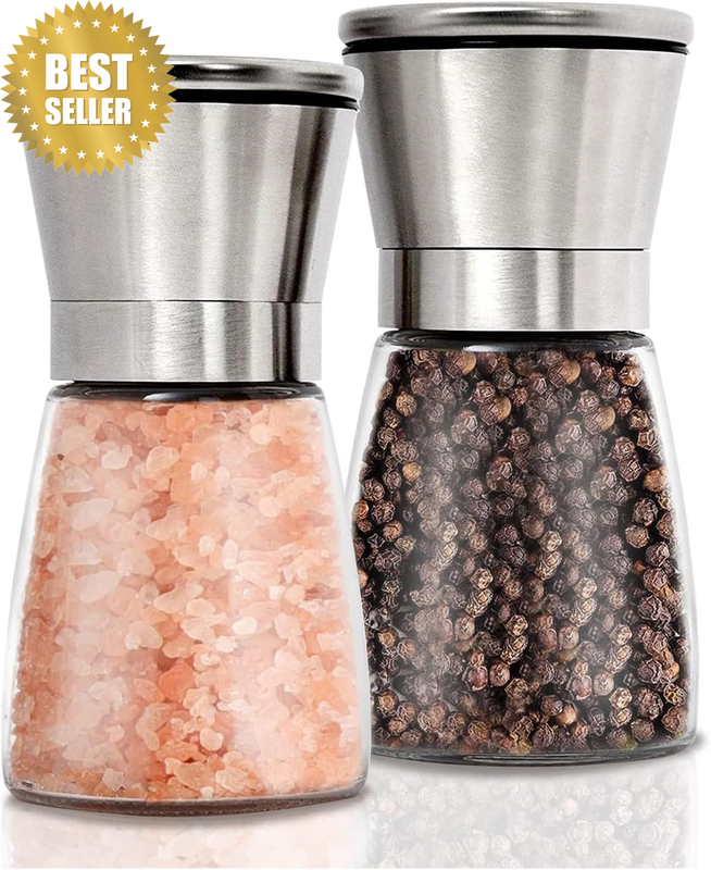 Pepper Grinder Set of 2 or Salt Shaker for Professional Chef, Stainless Steel Se