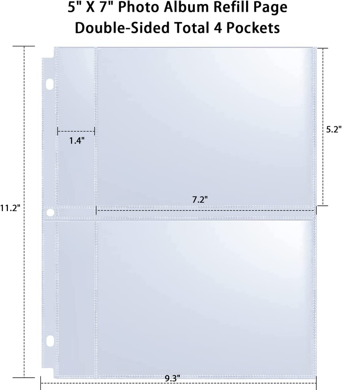 30 Pack 5X7" Photo Album Refill Pages for 3 Ring Binder,Ultra-Clear Photo Sleeve