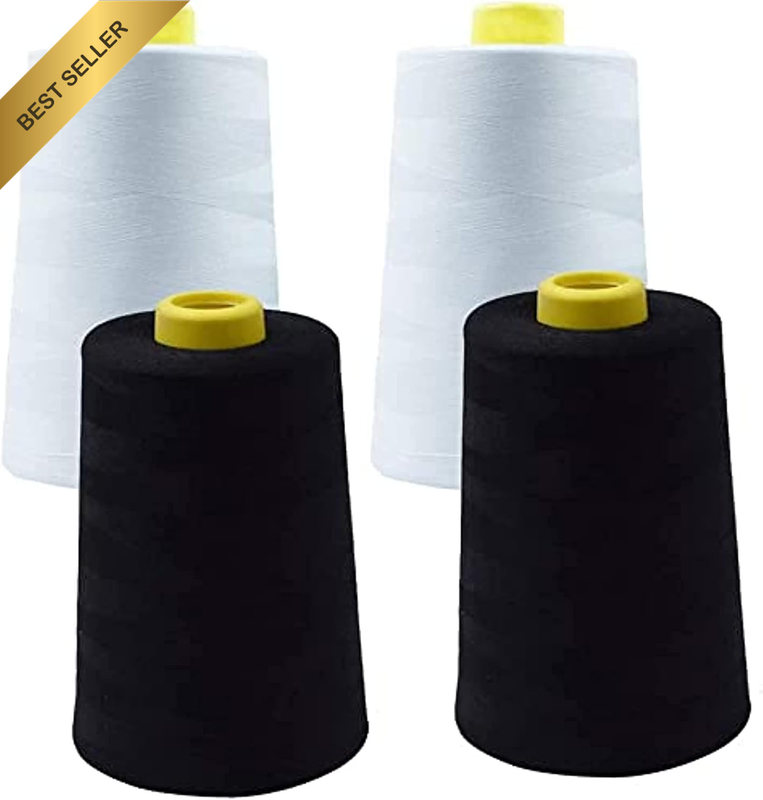 Polyester Sewing Thread Set 4 Spools 500M Each 2 White 2 Black