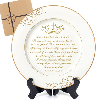 Best Wedding Gifts for Couples Unique 2023-Mr and Mrs Plate with 24K Gold Foil,N