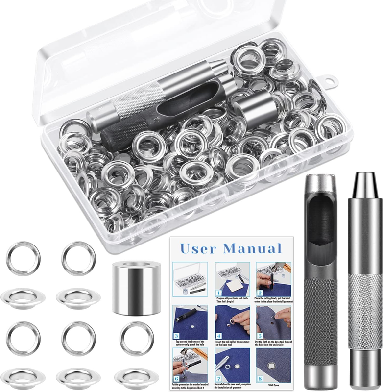 120 Sets Grommet Tool Kit 12.7mm, Grommet Eyelets Kit with Setting Tools and St