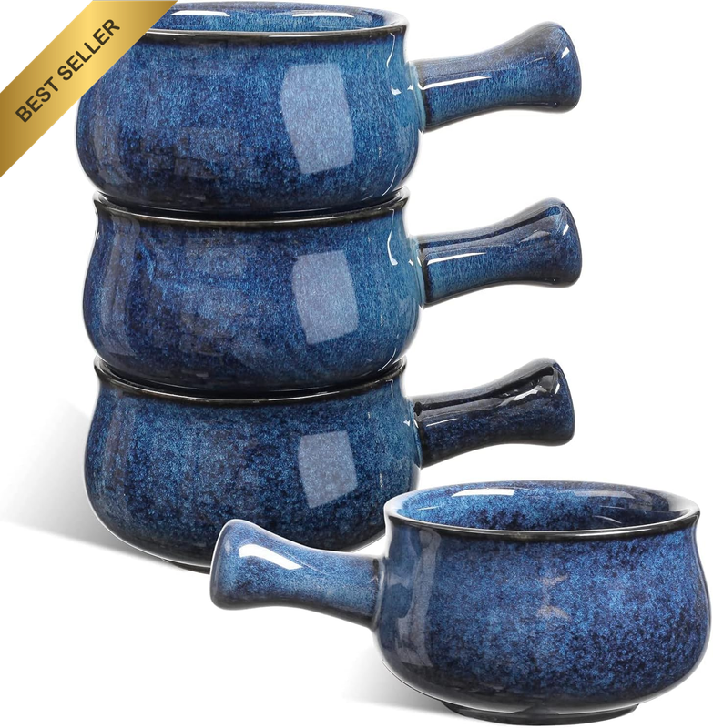 French Onion Soup Bowls with Handles, 26 Ounce for Soup, Chili, Beef Stew, Chip