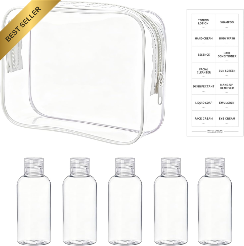 7Pcs Travel Bottles for Toiletries, Clear Travel Containers 100Ml