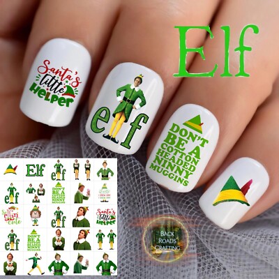 Elf Movie Waterslide Nail Art Decals Set Of 50 Instructions & Bonus