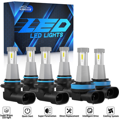 For Pontiac Vibe 2009 2010 6pcs Combo LED Headlight Hi/Low+Fog Lights Bulbs Kit