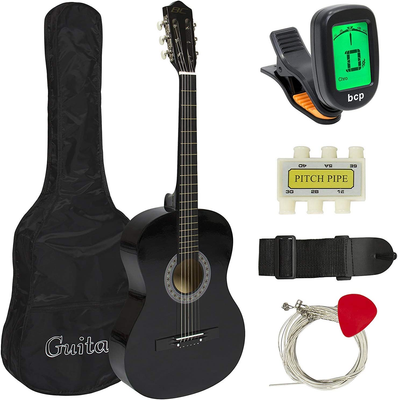 Meda 38In Beginner Acoustic Guitar Starter Kit W Case Strap