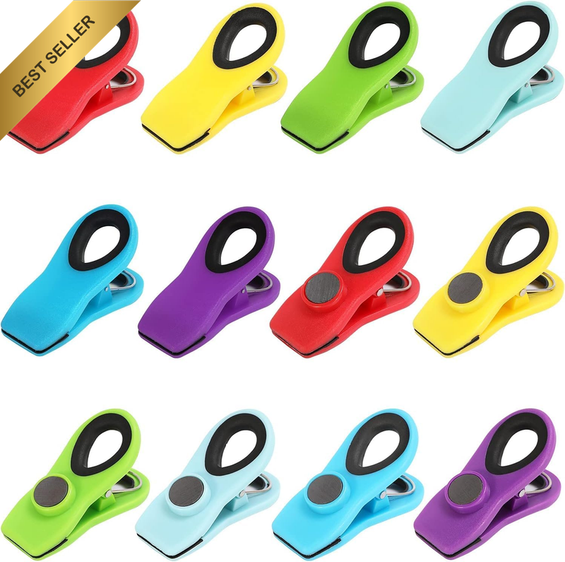 12 Pack Kitchen Magnetic Chip Clips, Magnetic Bag Clips with Airtight Seal for C
