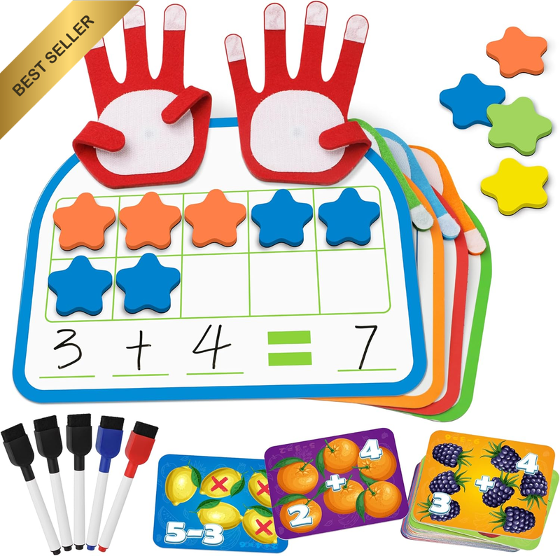 Montessori Math Manipulatives Number Counting Block, Magnetic Ten Frame Addition
