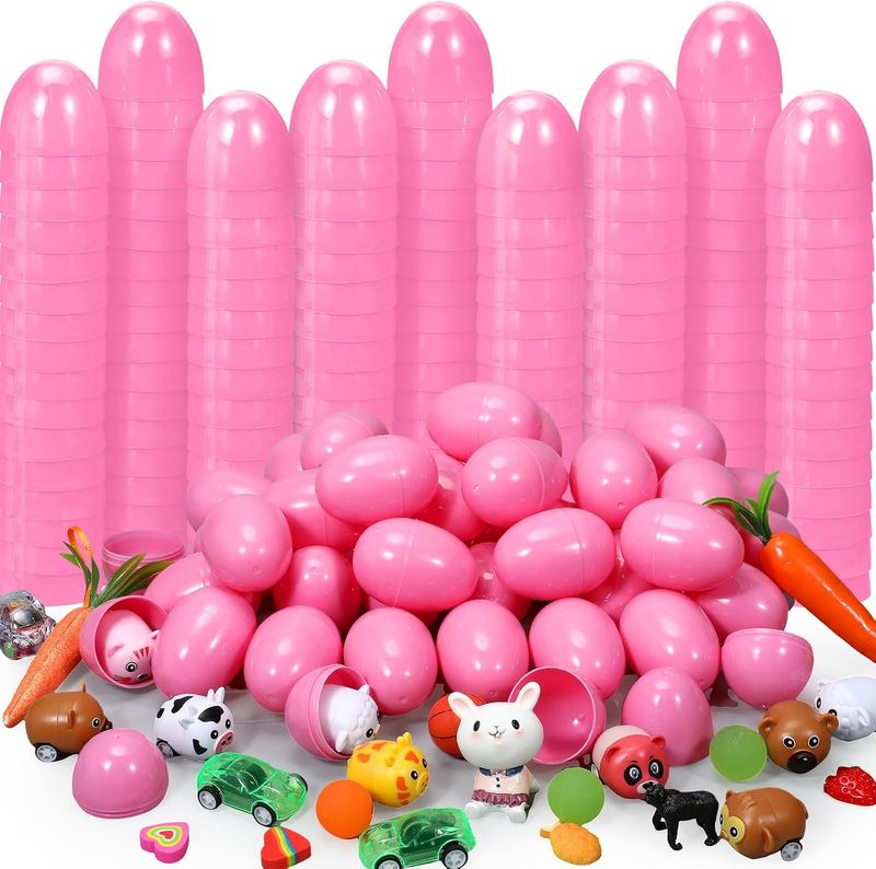 Deekin 100 Pcs Plastic Fillable Eggs for Hunt Games Party Favors, Pink | Empty S
