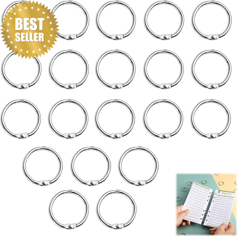 Pack of 20 Book Rings, Binder Rings, Book Binding Rings, Index Card Rings, Metal