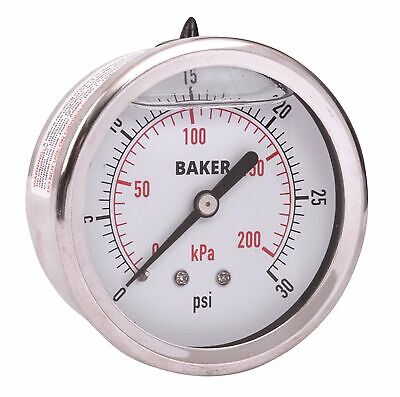 Baker AHNC-30P Pressure Gauge, 0 to 30 psi