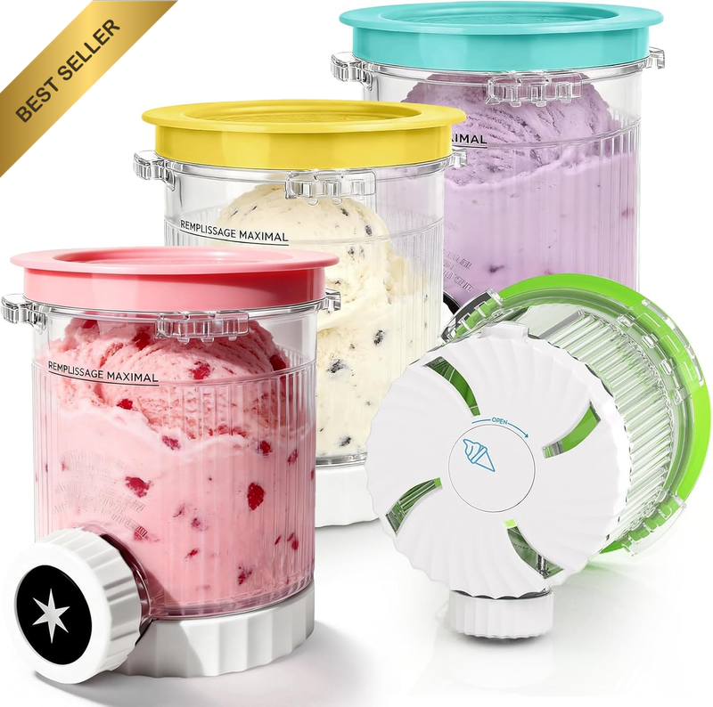 4 Pack Ninja Creami Cream Deluxe Containers Ice Cream Maker Compatible with Ninj