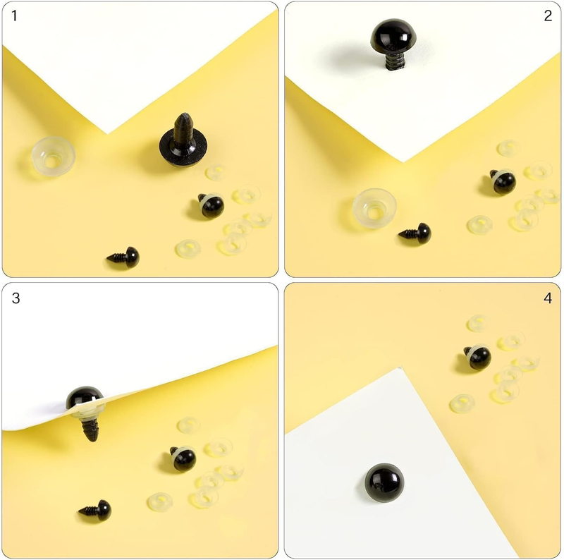 400pcs 12mm Safety Eyes for Amigurumi with Washers Plastic Black Safety Eyes for