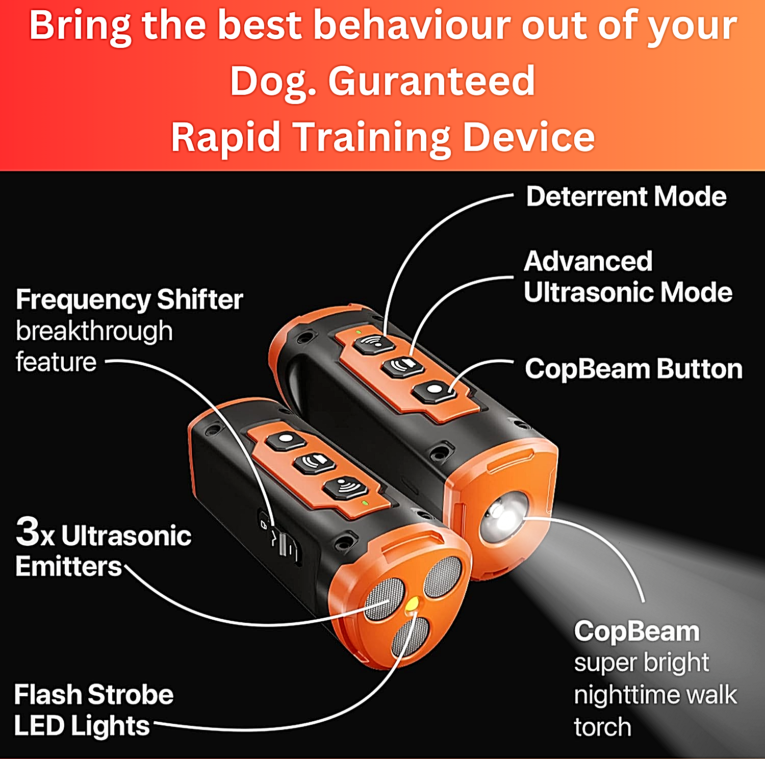 Niche Brands  50Ft Dog Bark Deterrent Devices W/3X UltraSonic Emitters | No Bark