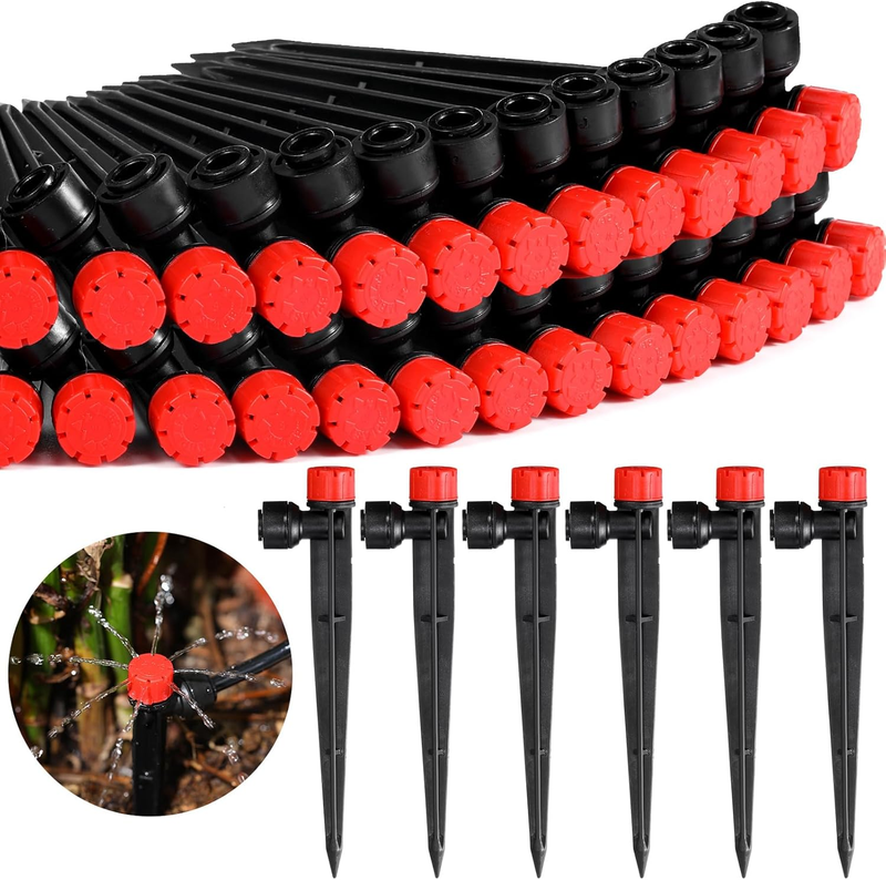 100 Pcs Drip Irrigation Emitters for 1/4 Inch Tubing Adjustable Water Flow