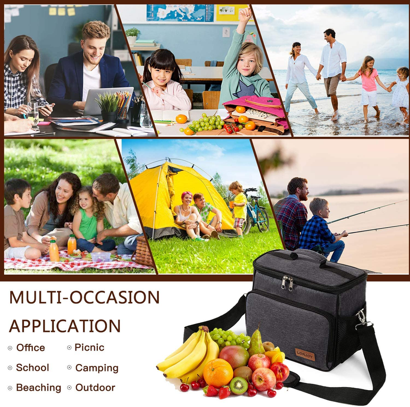 Insulated Lunch Box for Men Work Leakproof Lunch Bags for with Shoulder Strap Re