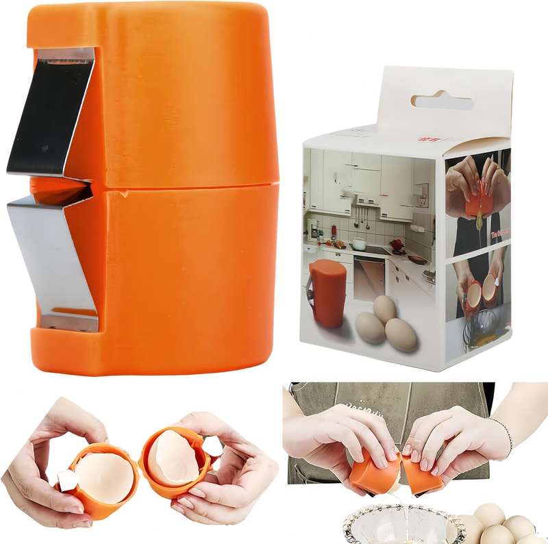 Egg Shell Opener for Hard Boiled Eggs Boiled Egg Peeler Egg Cracker Tool (Orange