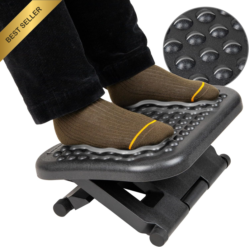 ' Comfy ' Adjustable Height Ergonomic Foot Rest, Blk