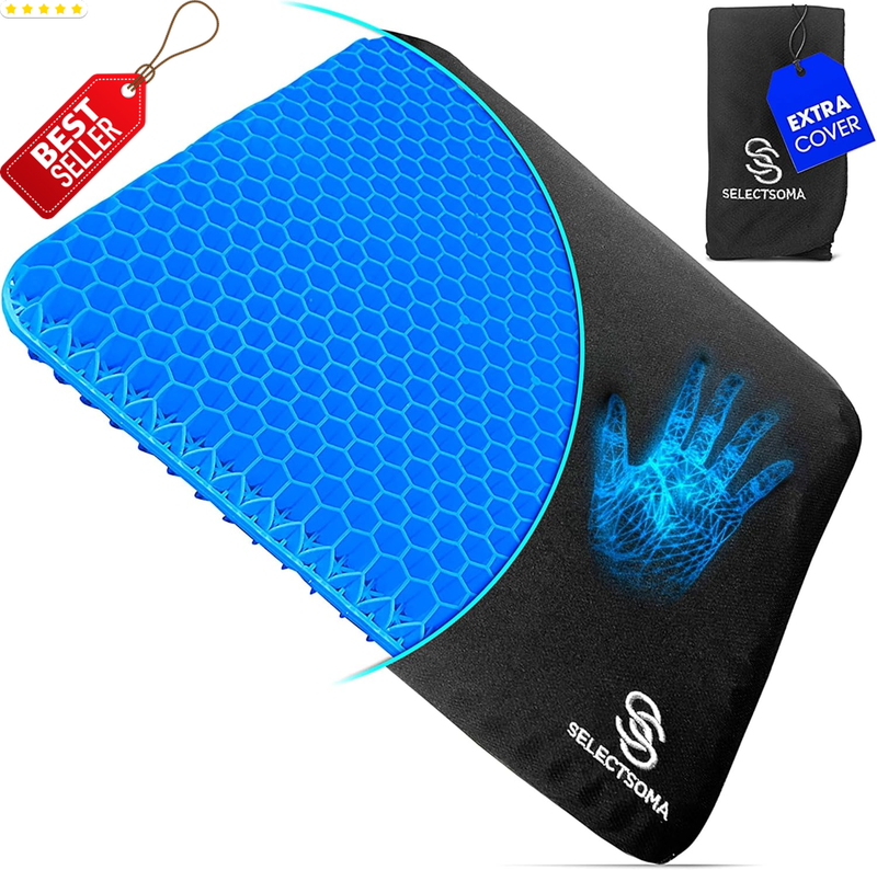 Double Thick Gel Seat Cushion Pressure Relief Office Car Sciatica US