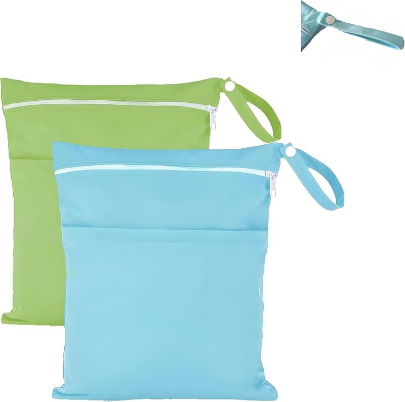 2PCS Reusable Wet Dry Bags, Dual Zipper Waterproof for Swimsuit Travel Use