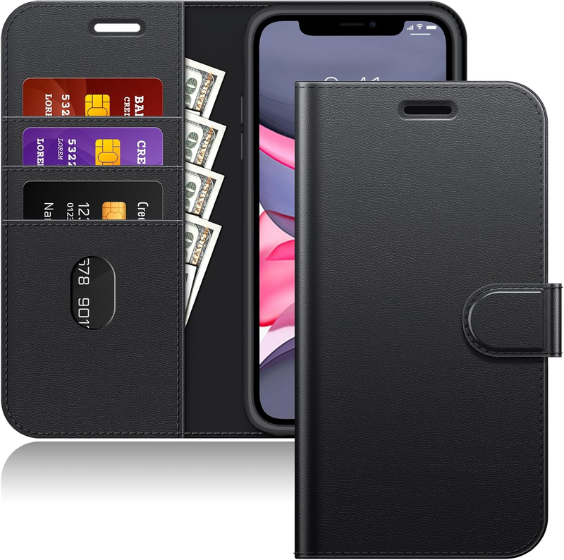 Wallet Case for iPhone 11 6.1-Inch, Shockproof PU Leather Magnetic Flip Cover wi