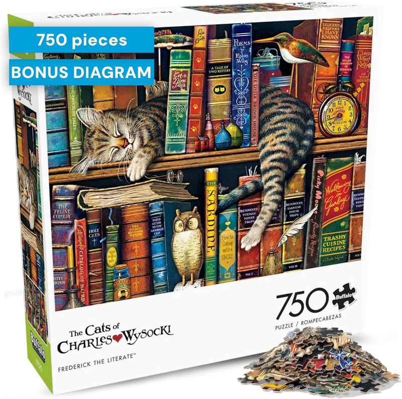 Frederick the Literate - 750 Piece Cat Jigsaw Puzzle for Adults
