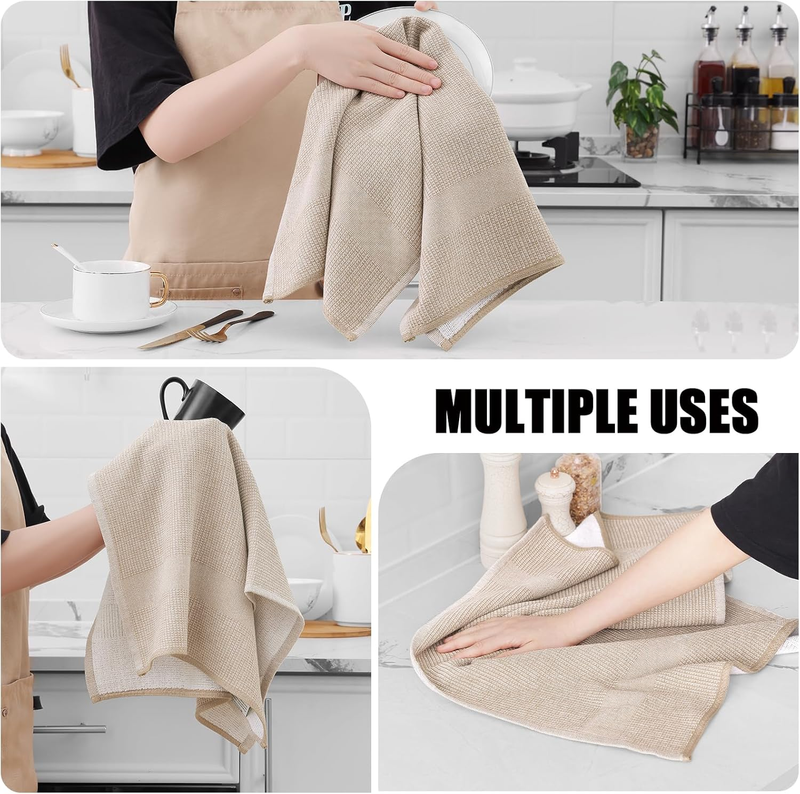 Premium Kitchen Towels(18"x 28", 6 Pack), Large Cotton Dish Cloths Set, Flat & T