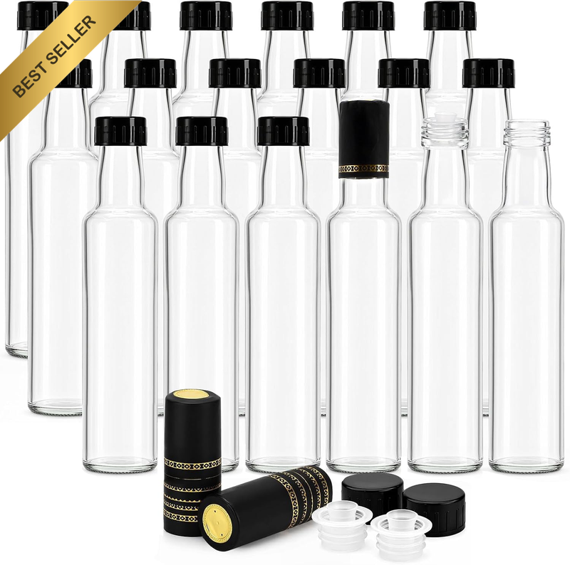 18 Pack 240Ml Clear Glass Woozy Bottles, Empty Hot Sauce Bottles with Leak-Proof