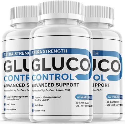 3 Pack - Gluco Control - Blood Sugar Support Supplement Extra Strength- 180 Caps