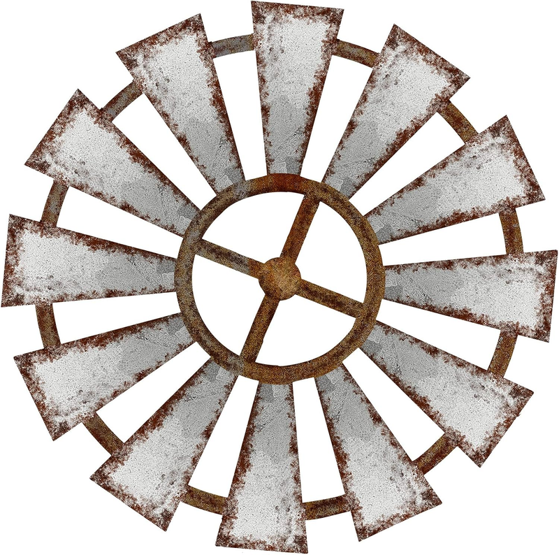 Yookeer Windmill Farmhouse Wall Decor,11.4 X 11.4 Inches,Circle