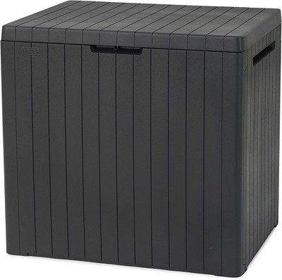 30 Gal Resin Deck Box for Patio Furniture Pool and Storage Outdoor Toys Grey US