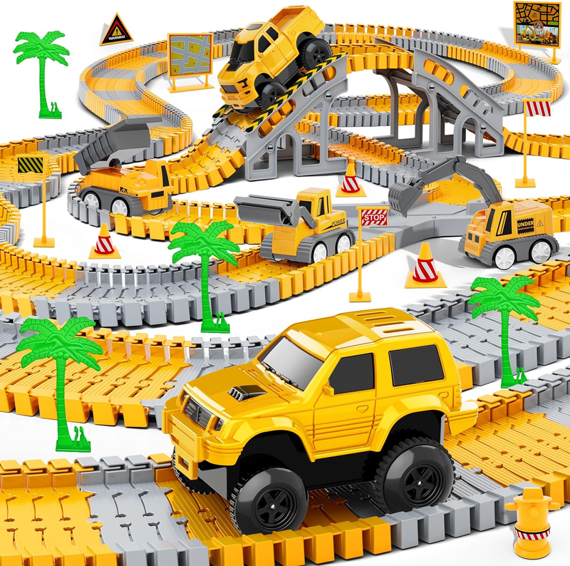 Kids Construction Toys 253 PCS Race Tracks Toy for 3 4 5 6 7 8 Year Old Boys Gir