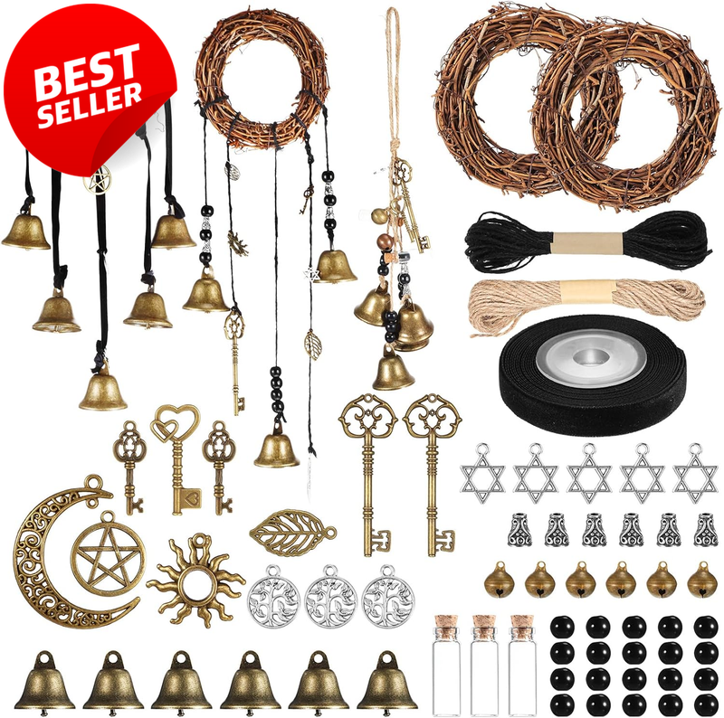Witch Bells DIY Kit 62 Pcs Door Knob Protection Hanging Witch Decor - US