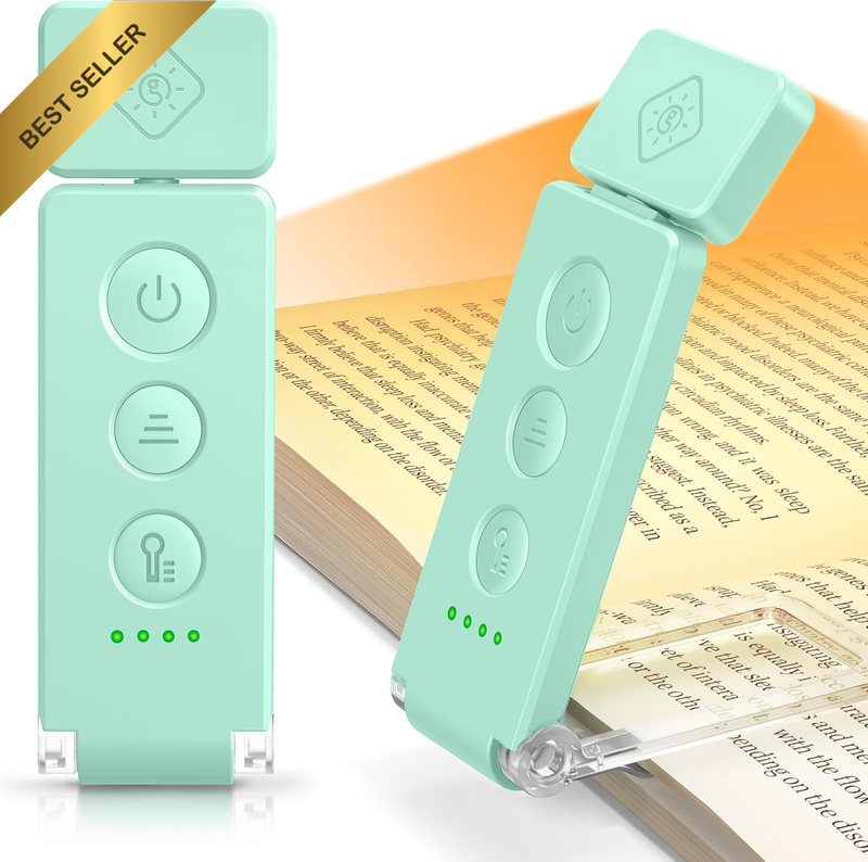 12 LED Rechargeable Book Light, Clip-On Reading Lamp with 5 Colors & 5 Brightnes
