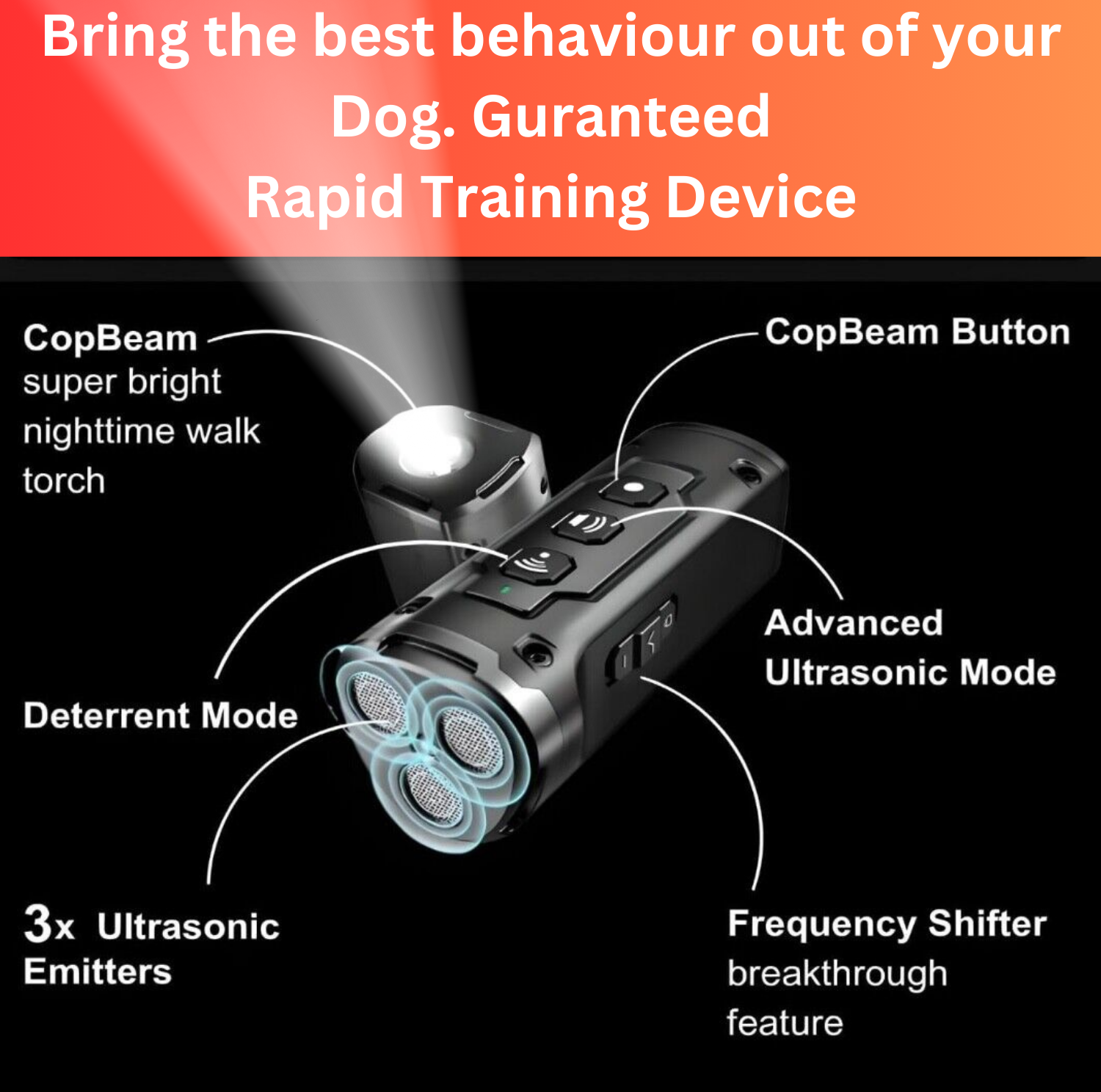 Niche Brands  50Ft Dog Bark Deterrent Devices W/3X UltraSonic Emitters | No Bark