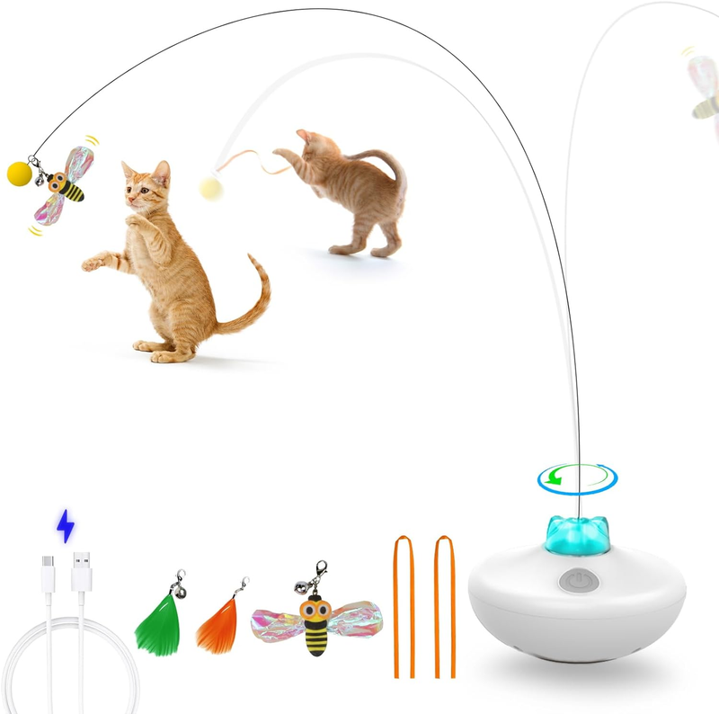 Butterfly Spin Game Interactive Toy for Cats Exercise Tumbler Feather Wand