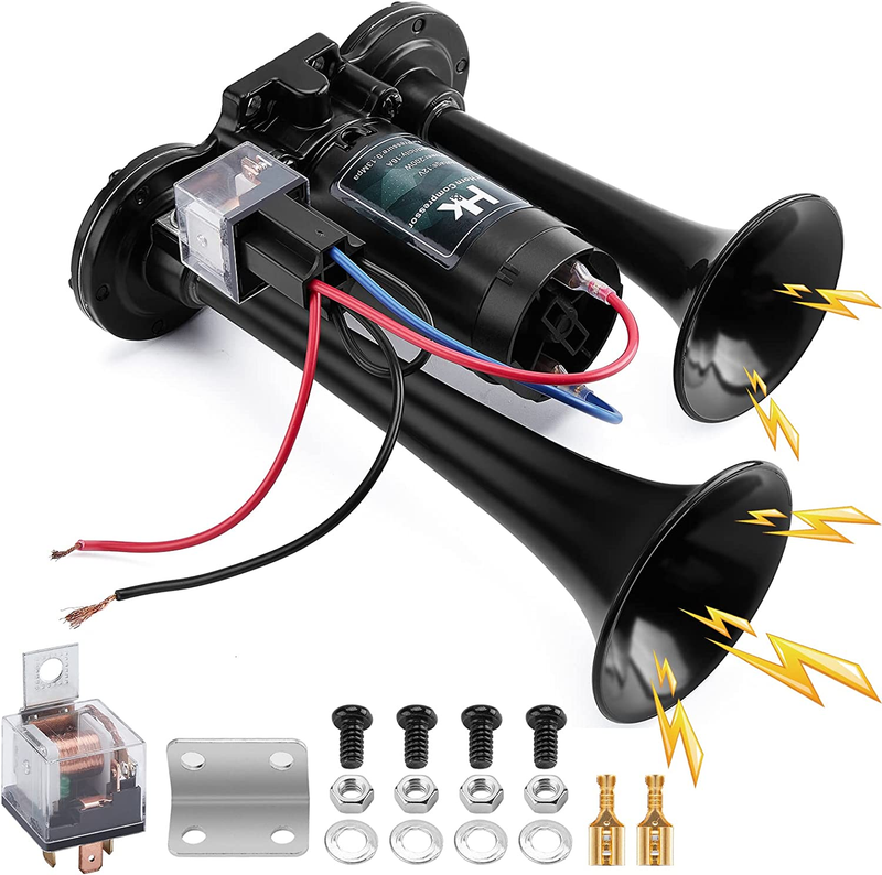 Conjunto De Compresor Para Bocina De Aire Trompeta Doble Súper Fuerte 150 db 12V