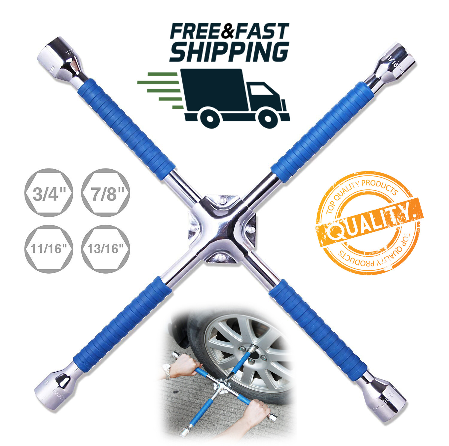 Universal Cross Wrench Lug Wrenches Anti Slip Handle Tire Car Wheel