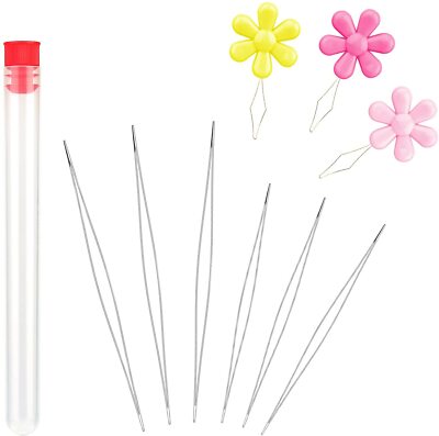 Big Eye Collapsible Beading Needles With Needle Threader Set for Jewelry Making_