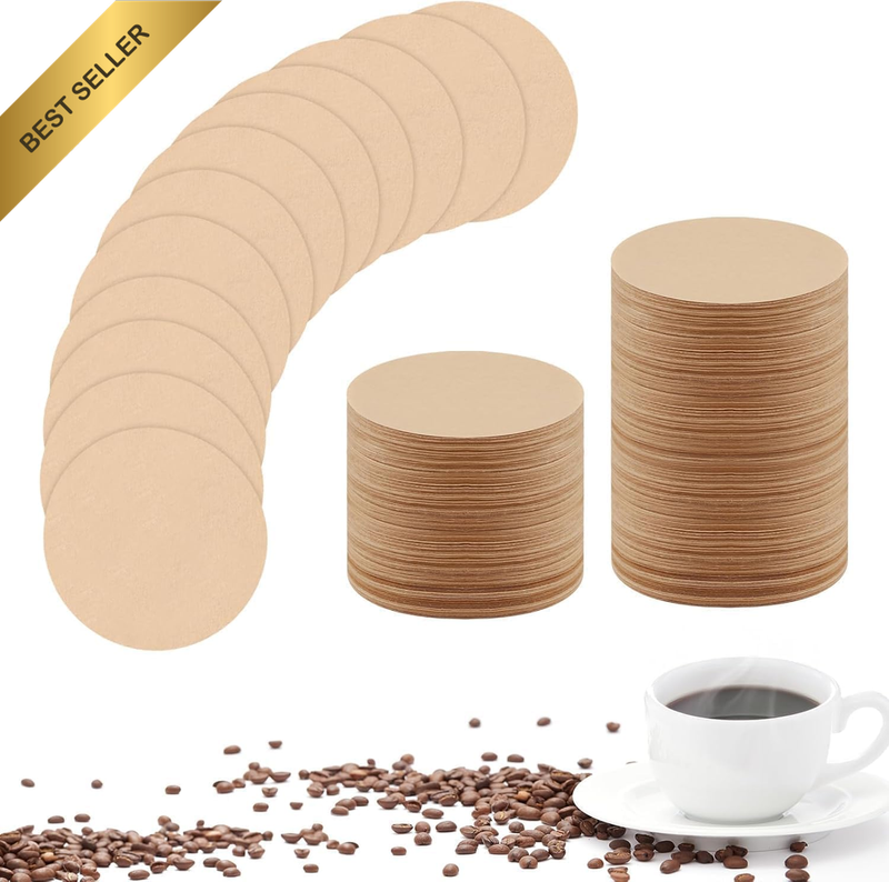 500PCS Unbleached Round Coffee Filters – Natural Brown, Compatible with Aeropres