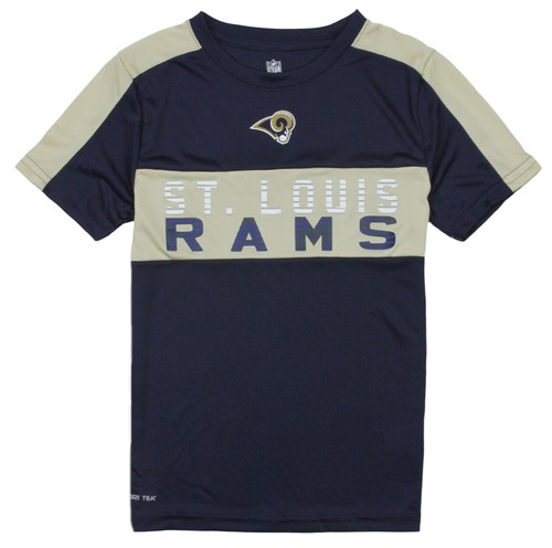 Футболка NFL Football Youth St. Louis Rams с короткими рукавами Dri Tek Block, темно-синяя