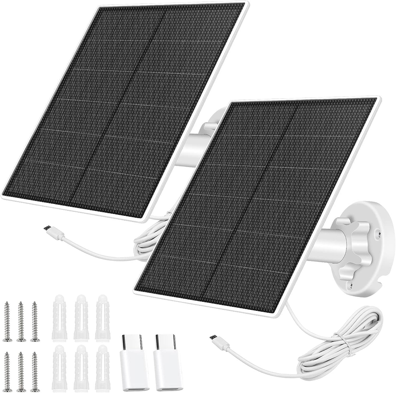 Solar Panel for Security Camera,5W Solar Panel USB C&Micro Usb,Camera Solar Pane