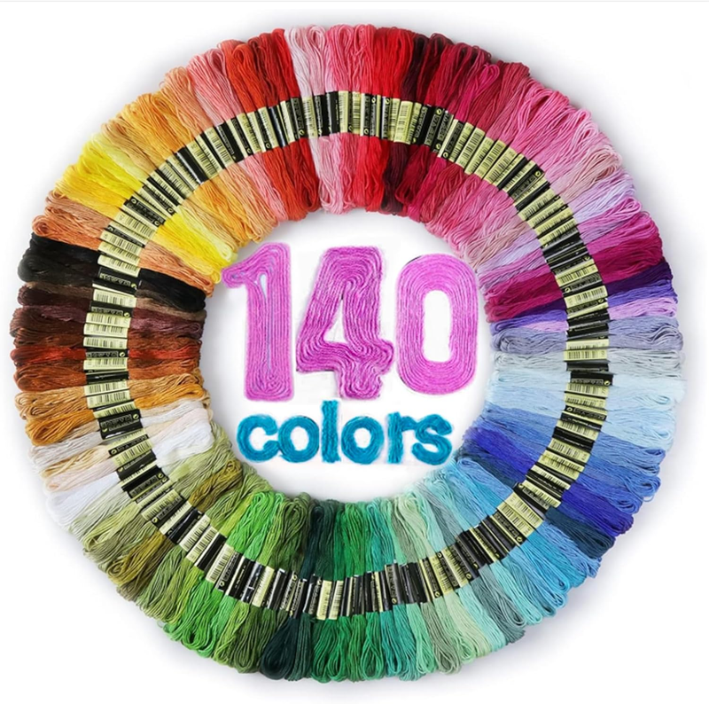 140 Colors Embroidery Thread Floss Cotton Skeins Cross Stitch ...